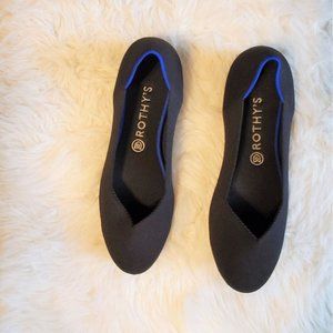 Rothy's flats shoes womens 10 black round toe blue halo